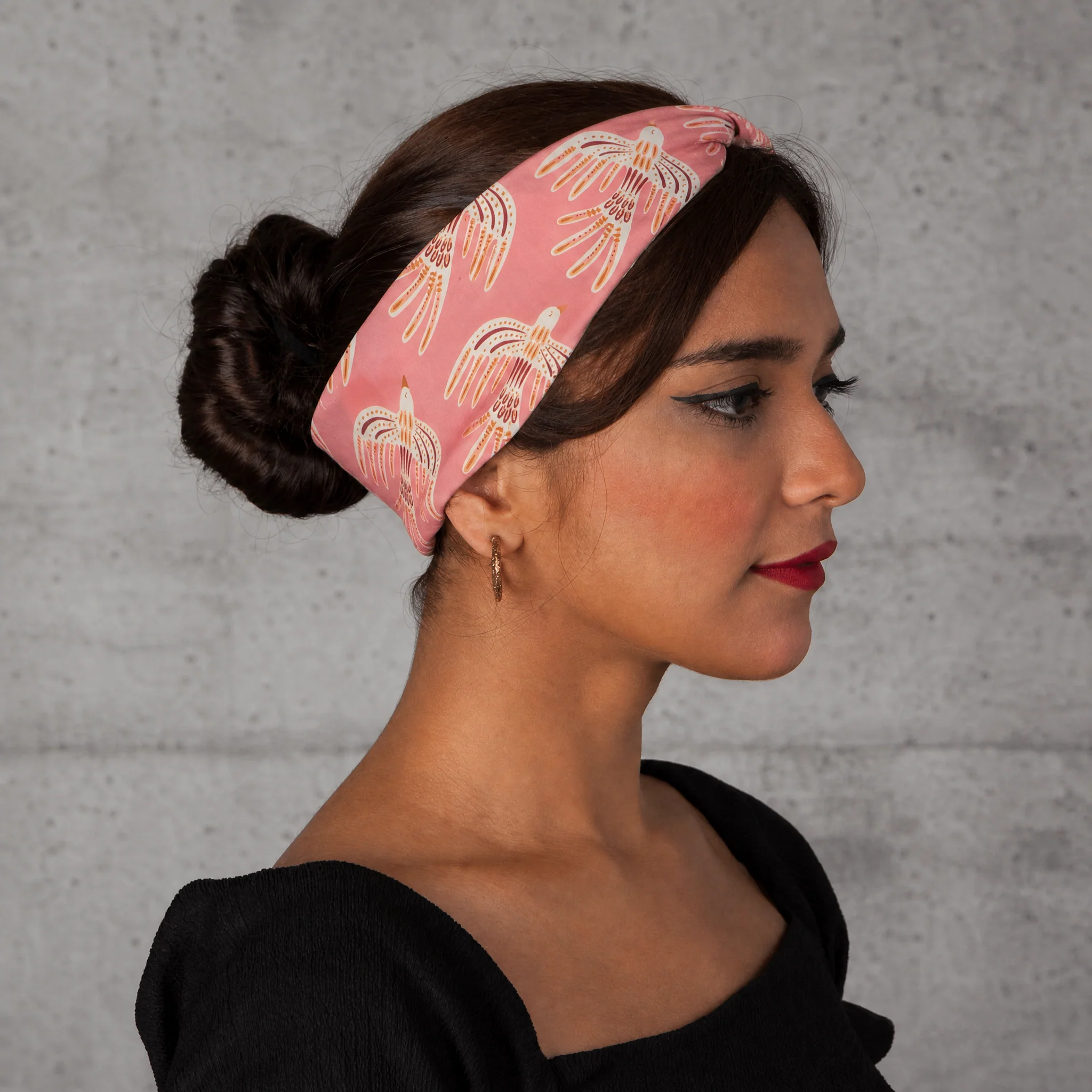 Smart Plume Recycled Cotton Bandana Neck Scarf Headband in Soft Pink Hues Verified