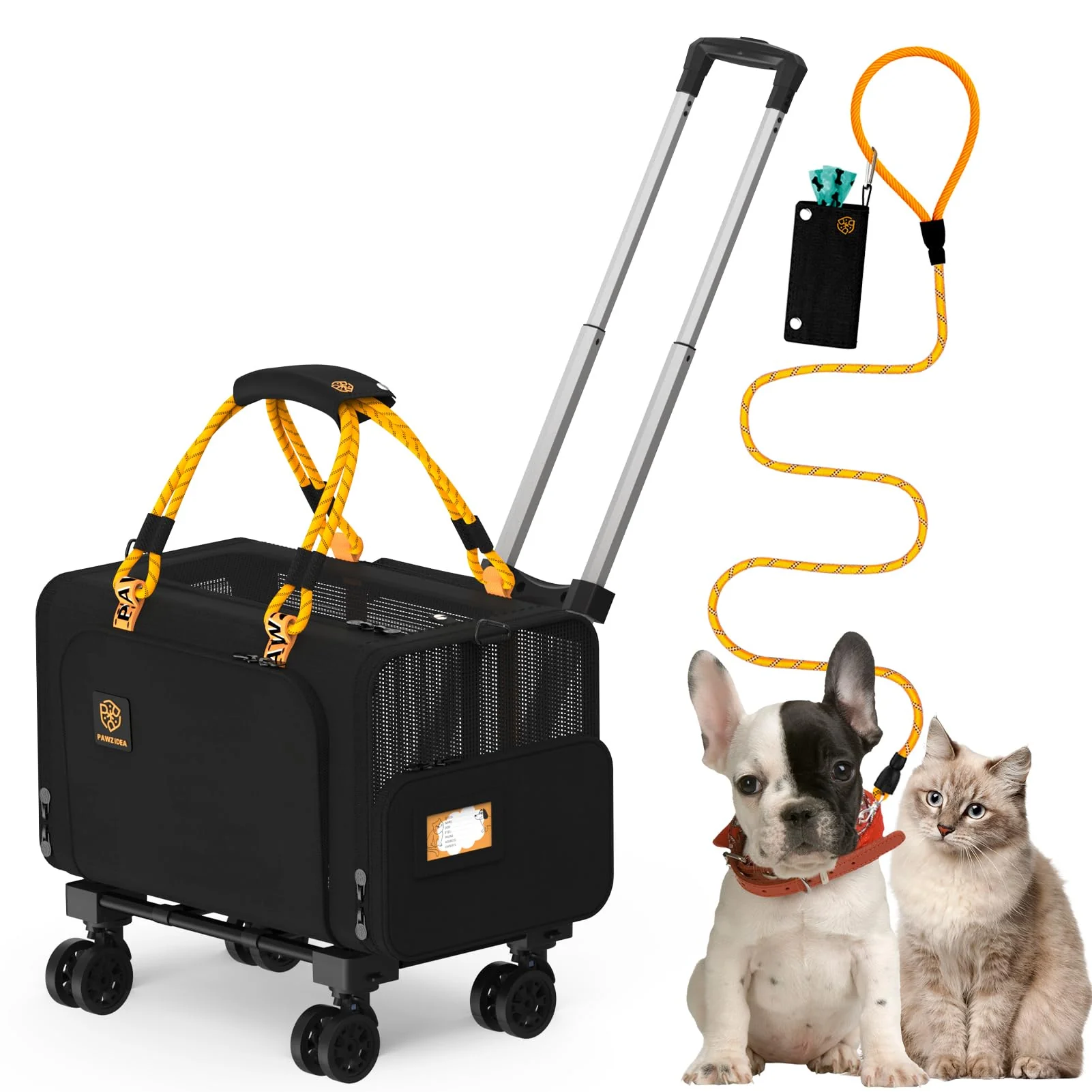 Lightweight PAWZIDEA Expandable Pet Carrier with Wheels — TSA Under-Seat Travel Carrier 18x11x11 Reliable