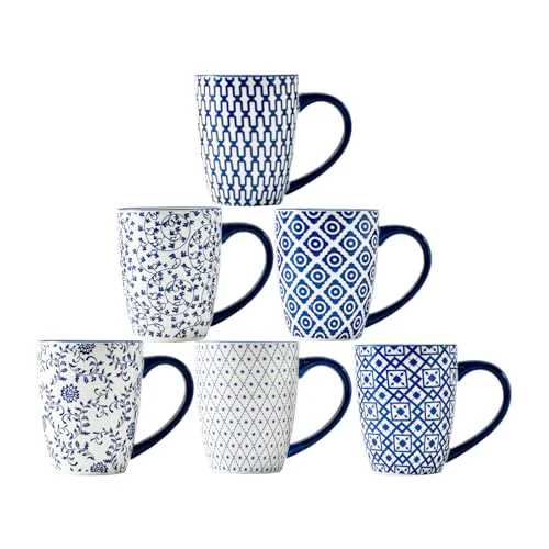 Flexible 16 OZ Ceramic Coffee Mugs Set of 6 6 Count Selected