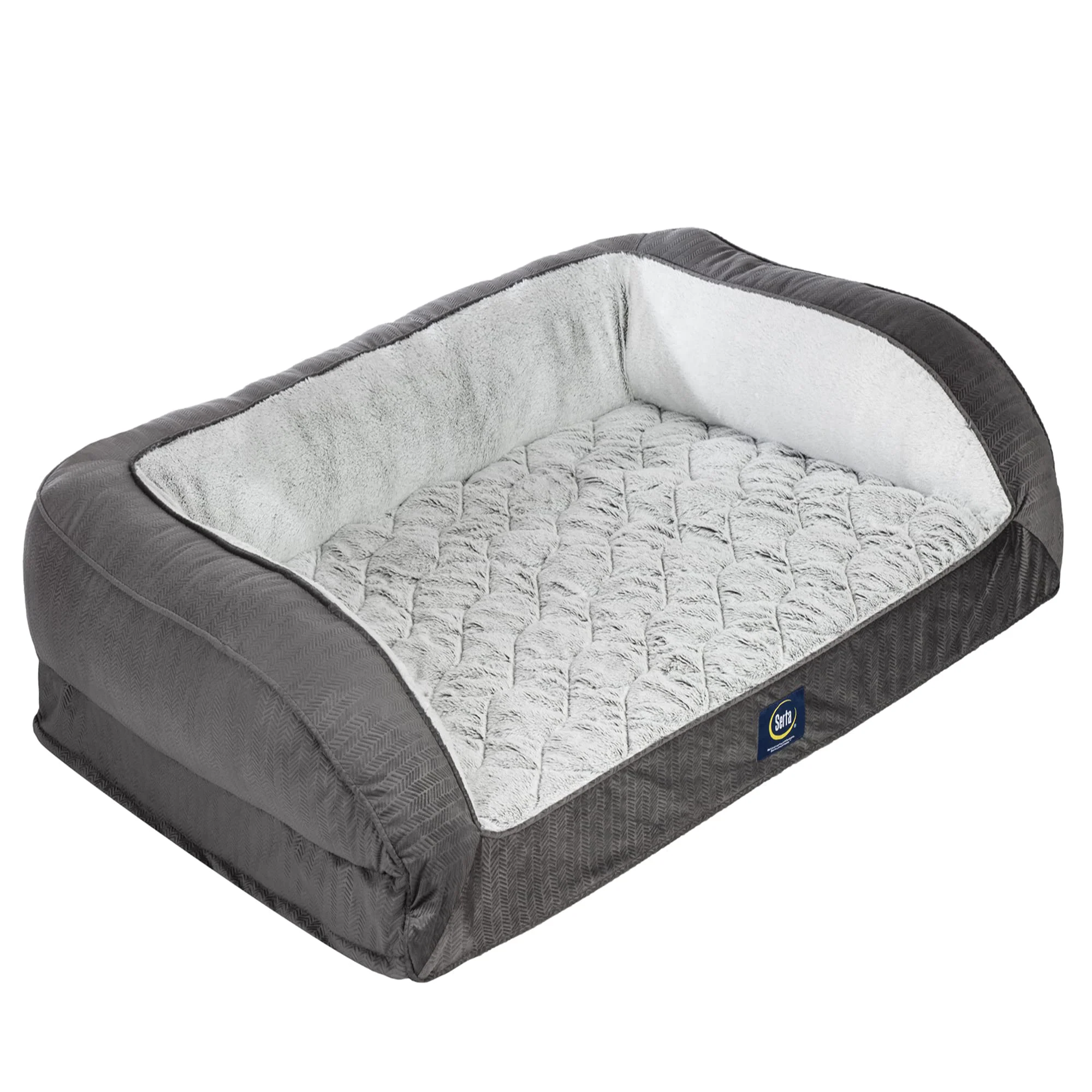 Elite Serta Orthopedic Quilted Couch Dog Bed – Slate Gray Large Breathable