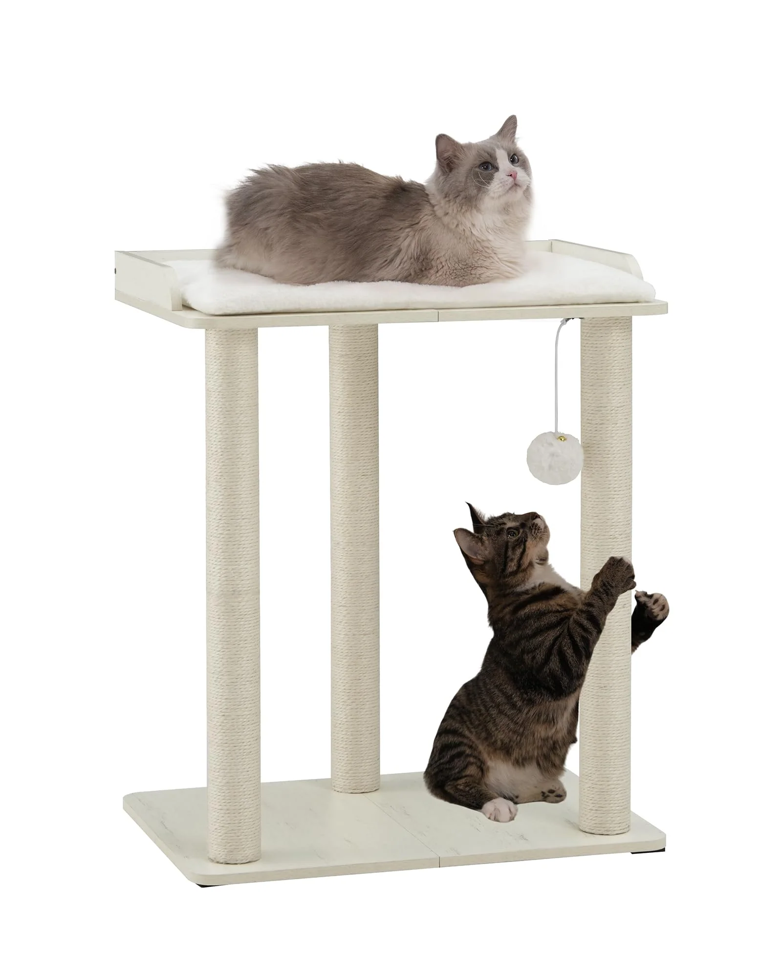 Refined FourFurPets 26.7in Large Cat Tree Tower Condo — Indoor Cat Scratching Posts White Outstanding