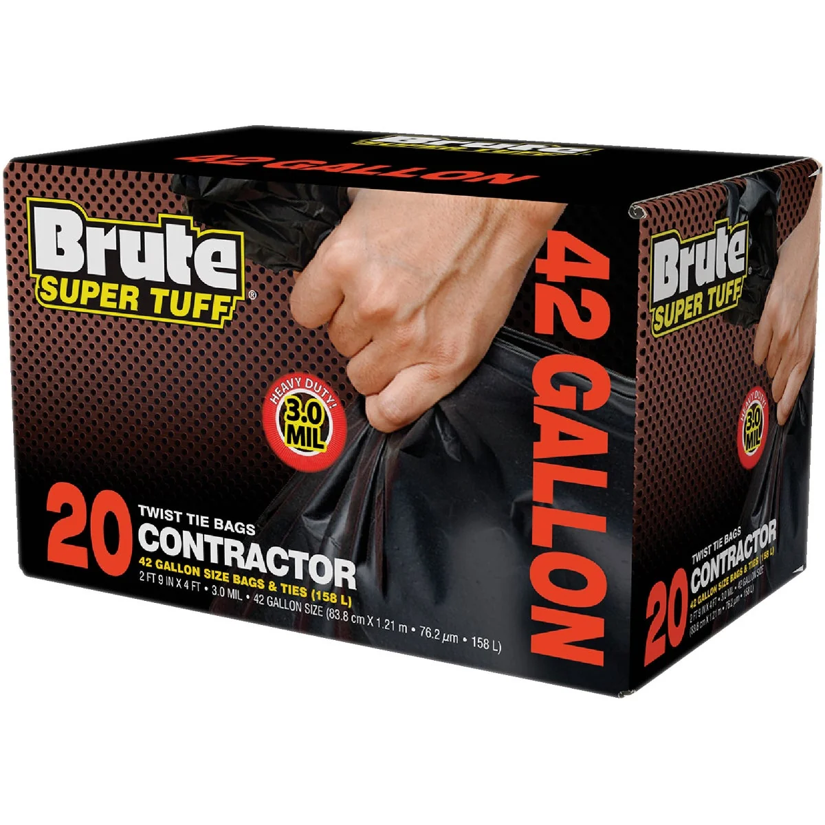 Optimized Brute Super Tuff 42 Gal. Contractor Black Trash Bag 20-Count Dependable