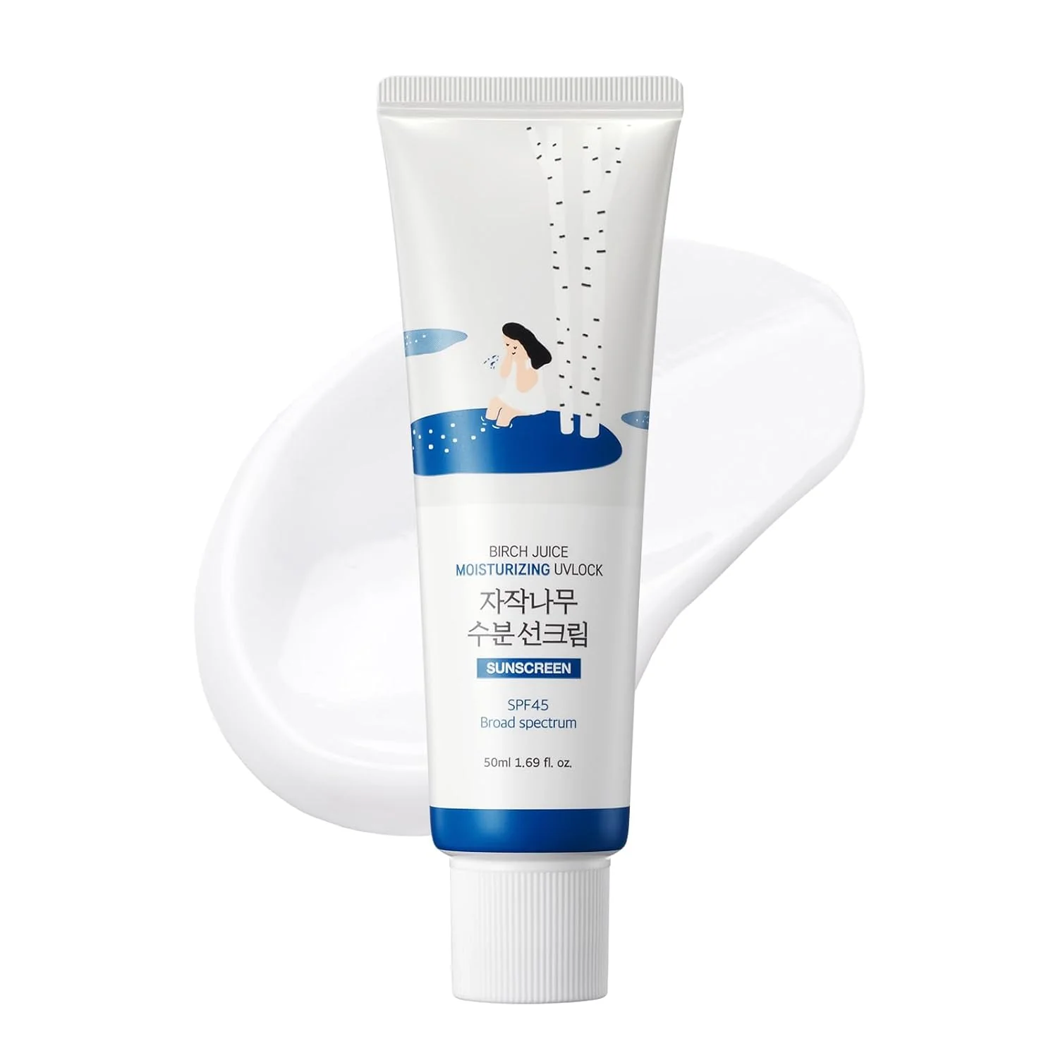 Green ROUNDLAB Birch Juice Moisturizing Sunscreen UVLock SPF 45 Broad Spectrum 50ml Original