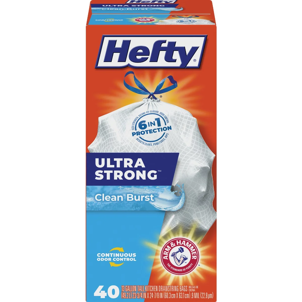 Expertly Made Hefty Ultra Strong 13 Gal. Clean Burst Tall Kitchen White Trash Bag 40-Count Excellent