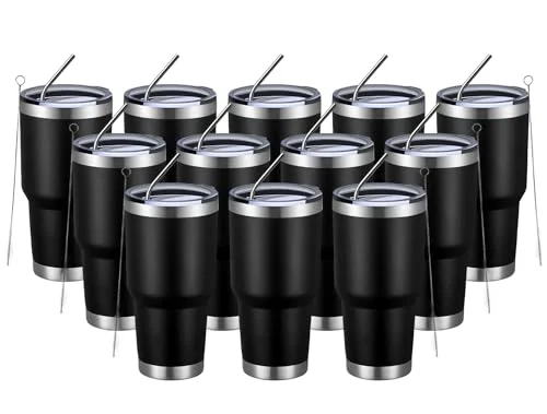 Consistent 30oz Insulated Tumbler With Lids and Straws 12 Count Prestigious