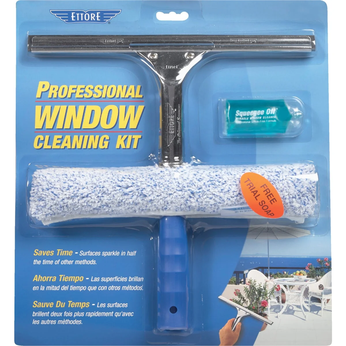 Lightweight Ettore Rubber Window Cleaning Kit 3-Piece First-Class