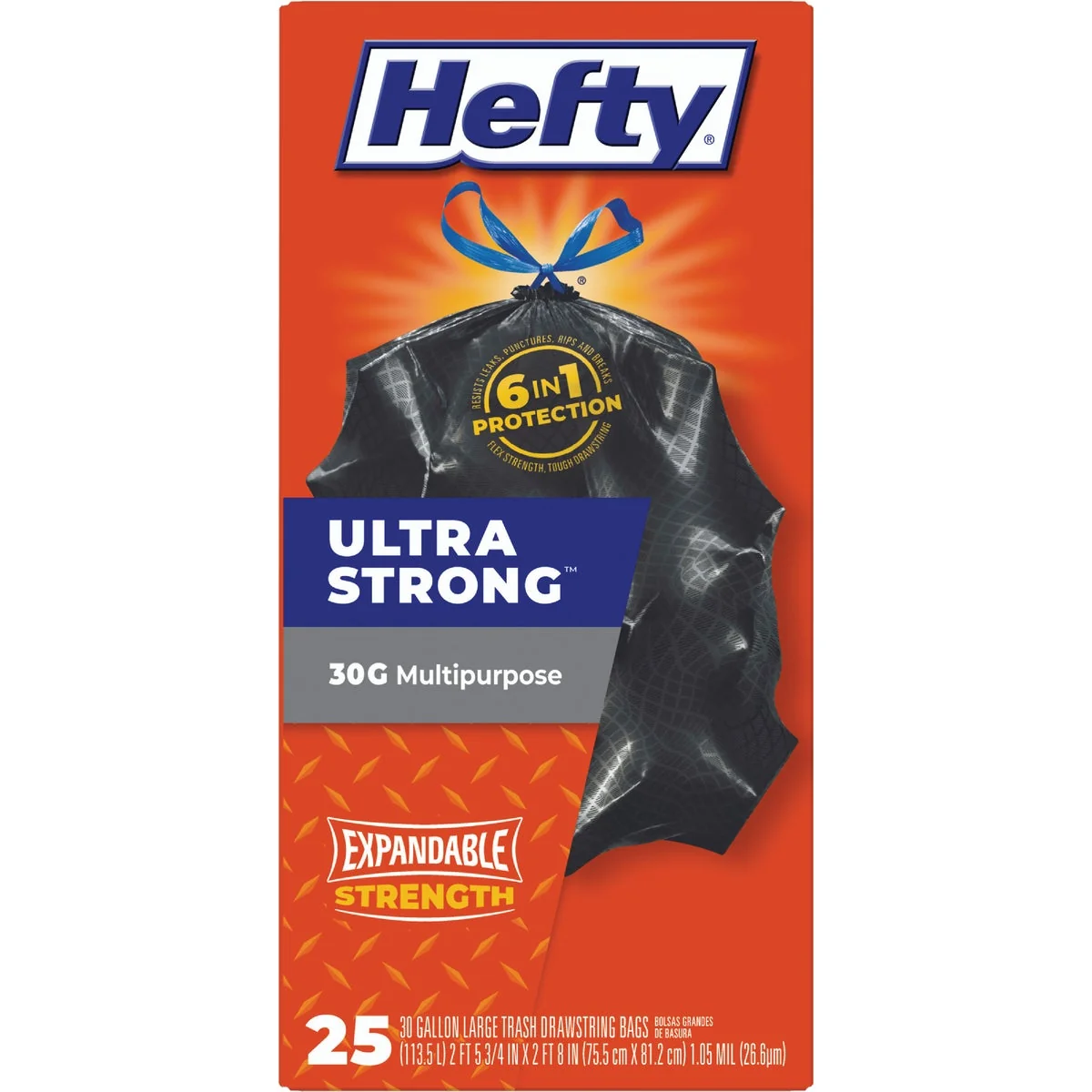 Relaxed Hefty Ultra Strong 30 Gal. Large Black Trash Bag 25-Count Casual