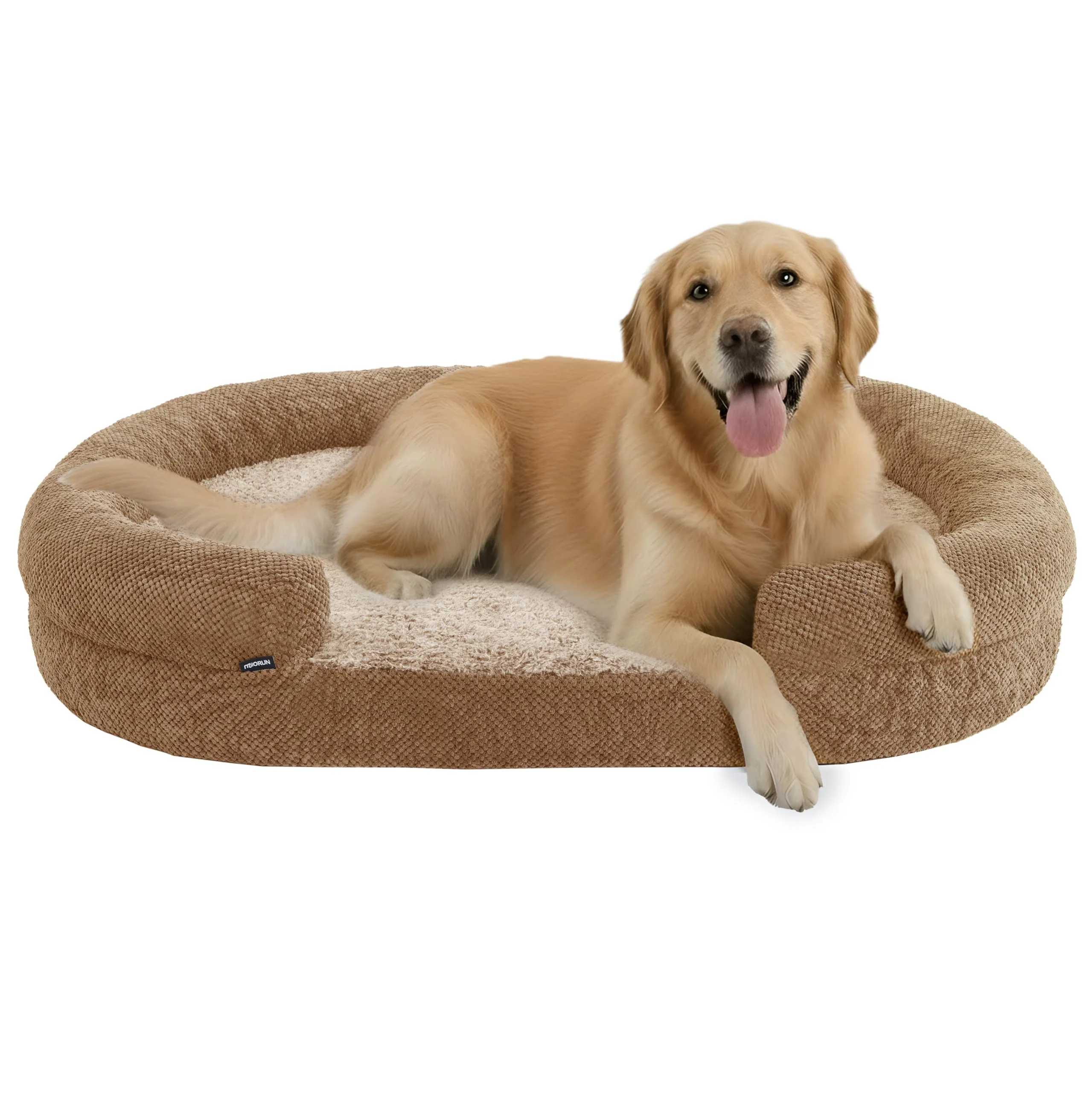 Classic Miorun Orthopedic Dog Bed for Large Dogs Removable Cover Memory Foam Non-Slip Base Camel Original Design