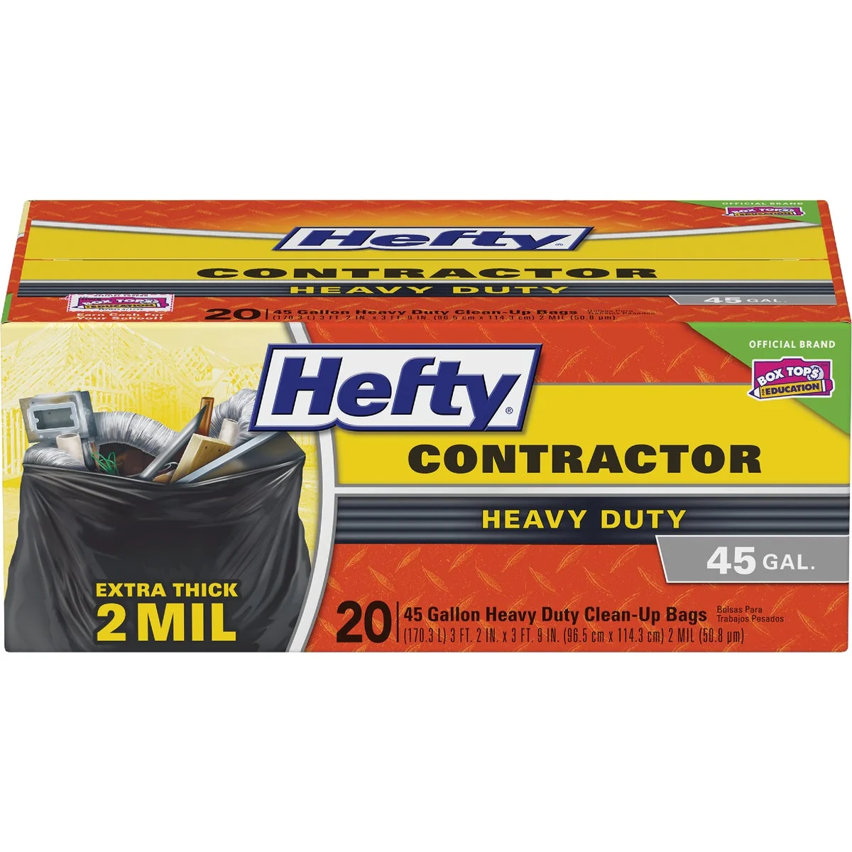 Pure Hefty 45 Gal. Contractor Black Trash Bag 20-Count Refined