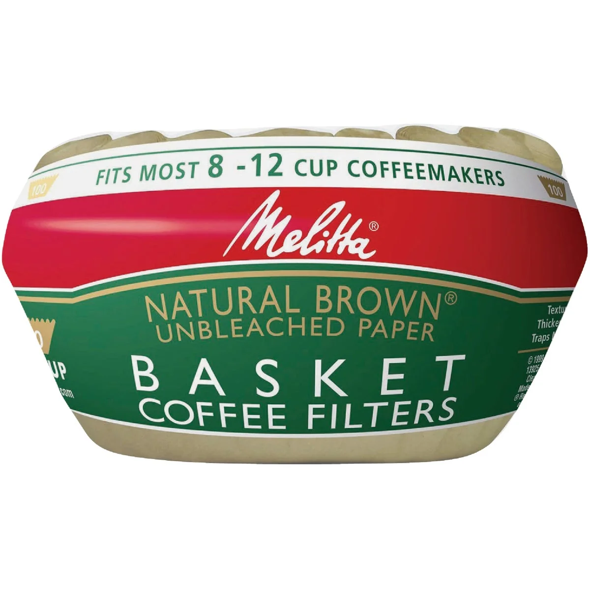 Solid Melitta 8-12 Cup Brown Basket Coffee Filter 100-Pack Superior