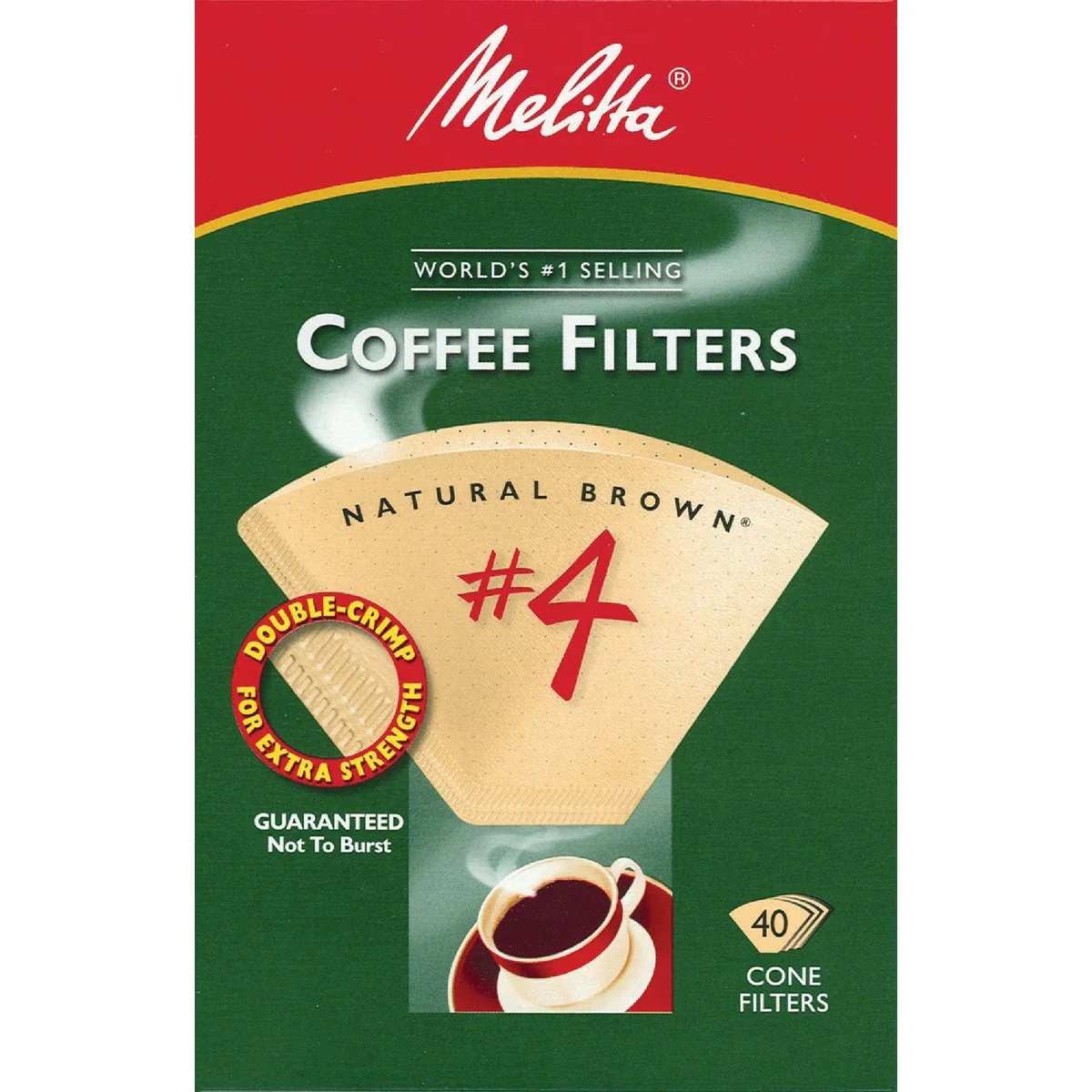 Fine Melitta 4 Cone 8-12 Cup Brown Coffee Filter 40-Pack Powerful