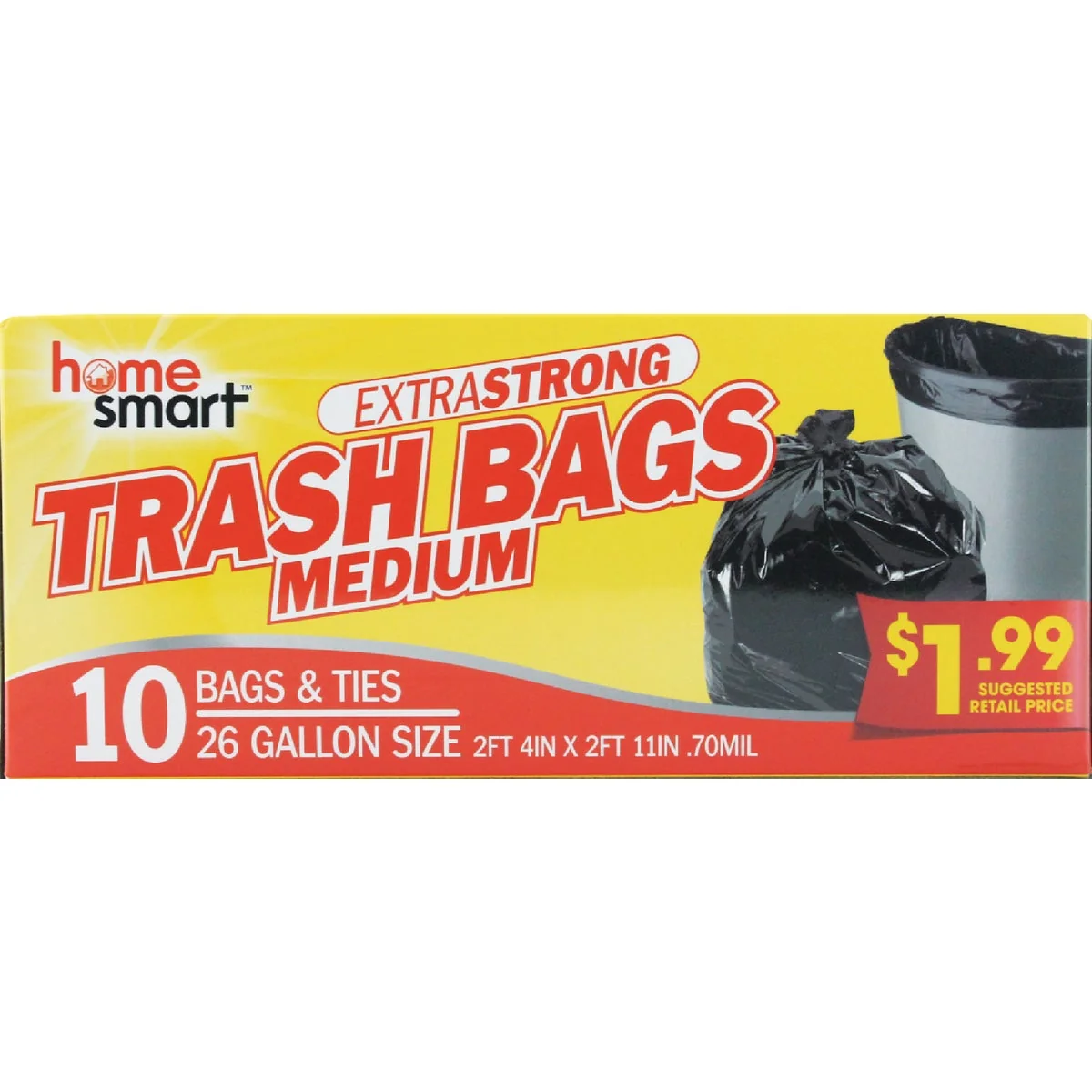 Fashionable Home Smart 26 Gal. Large Black Trash Bag 10-Count Versatile