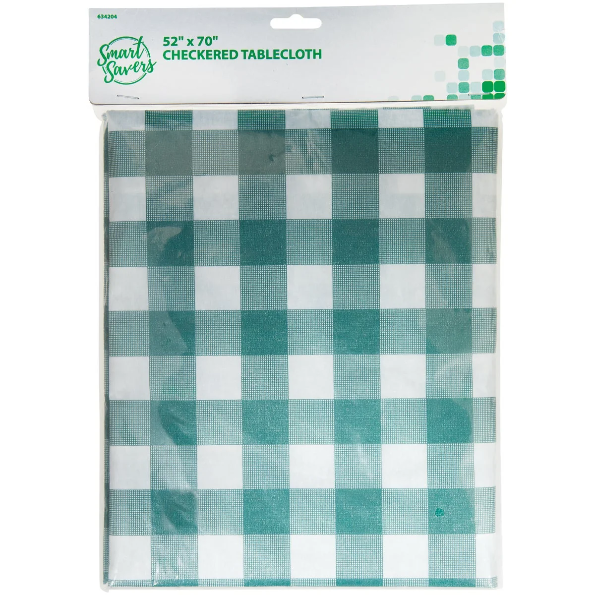 Refined Smart Savers 52 In. W. x 70 In. L. Green White Checkerboard Tablecloth Safe