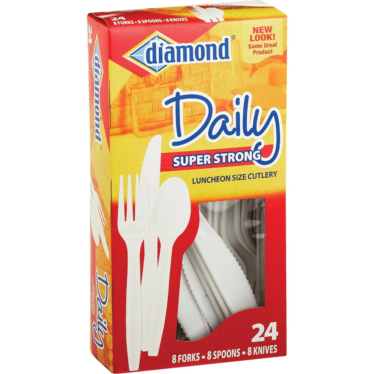Official Diamond Heavy-Duty Plastic Cutlery Set 24-Piece Long-Lasting