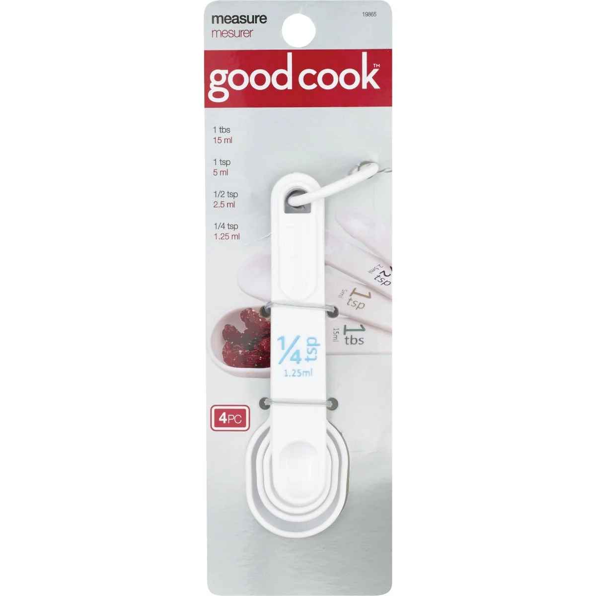 High-Quality Goodcook White Plastic Measuring Spoon 4-Piece Casual