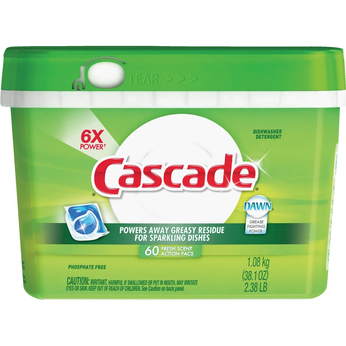 Solid Cascade Action Pacs Fresh Dishwasher Detergent Tabs 60 Count Genuine