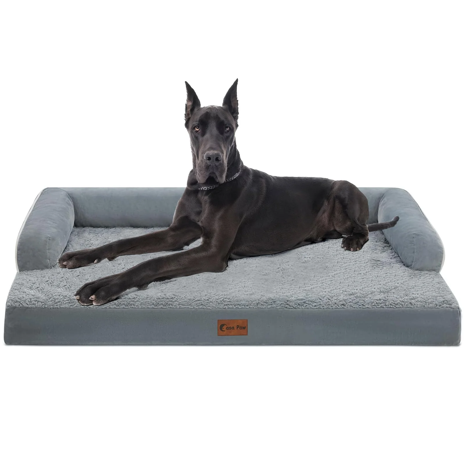 Safe Casa Paw Orthopedic XXL Dog Bed 53x42 in Waterproof Egg-Crate Foam Washable Cover Pure