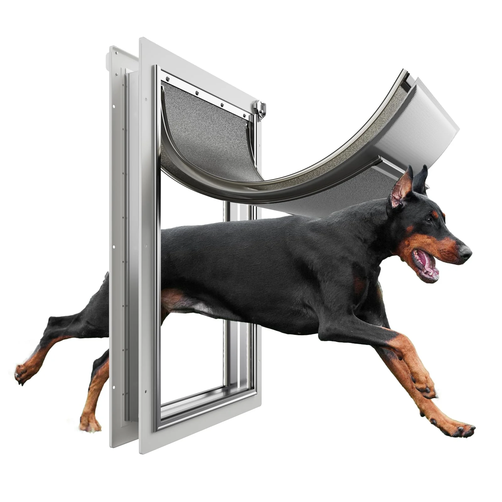 Efficient Eillion Extra Large Dog Door for Exterior Doors – 13.4 in x 23.1 in Opening 3 Flaps Aluminum Frame Lock for Pets Up to 200 lbs Sustainable