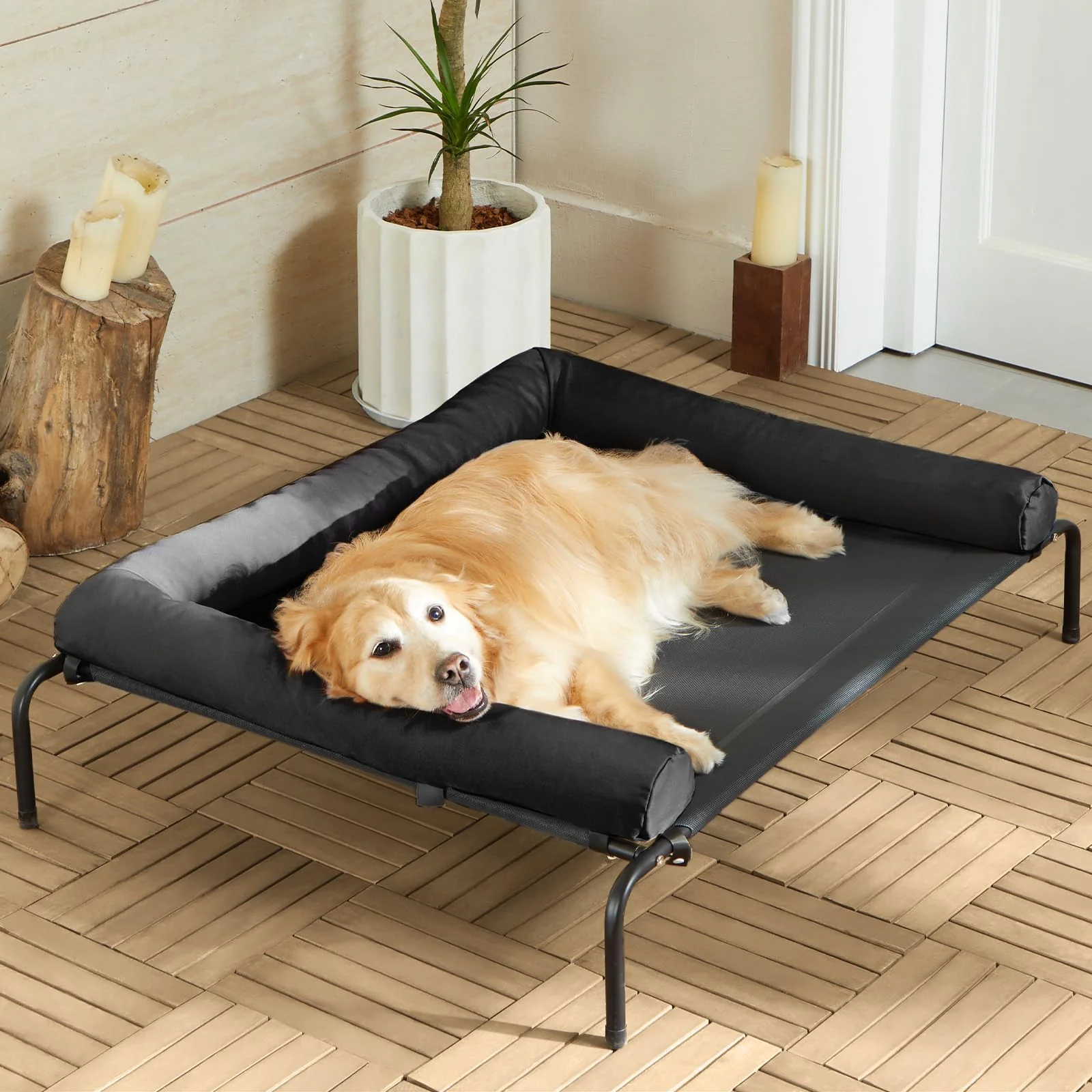 Dependable Cooling d Dog Bed for Large Dogs Raised Waterproof Cot with Slope Headrest Teslin Mesh RRPETHOME Soft