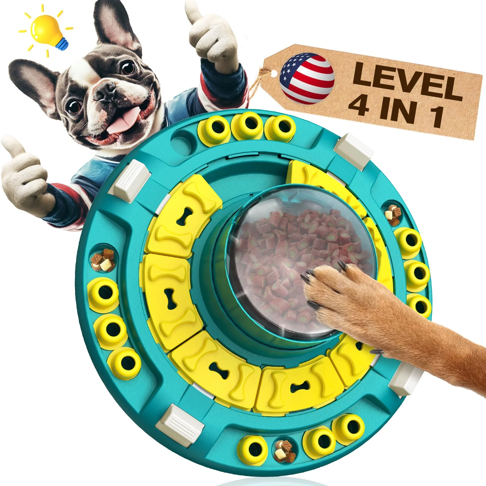 Optimized KADTC 4-in-1 Extra-Large Dog Puzzle Toy — Level 1–4 16.6 oz Treat Feeder U.S. Design Dependable