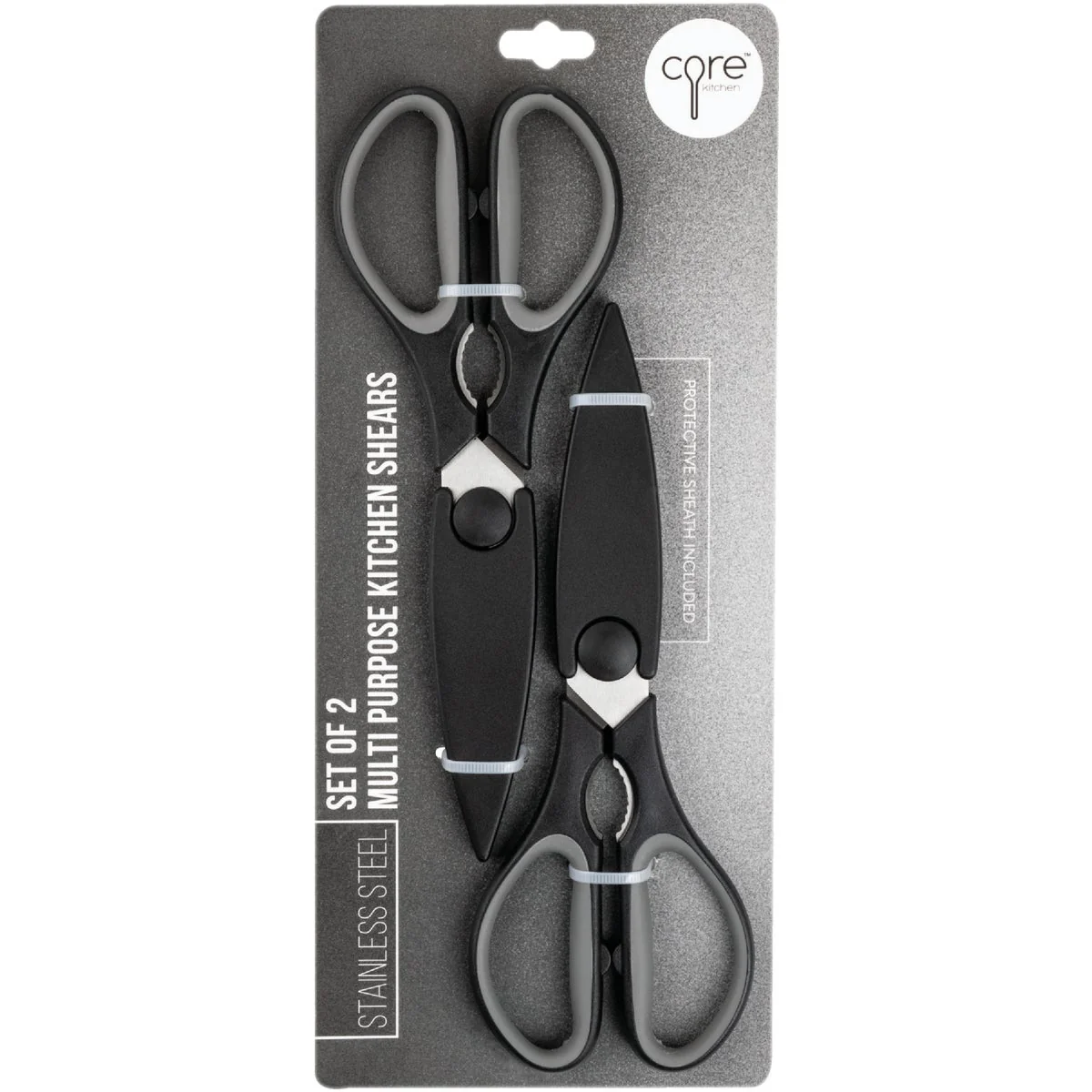 Sophisticated Core Kitchen 5 In. Shears with Sheaths in Onyx 2 Sets High-End