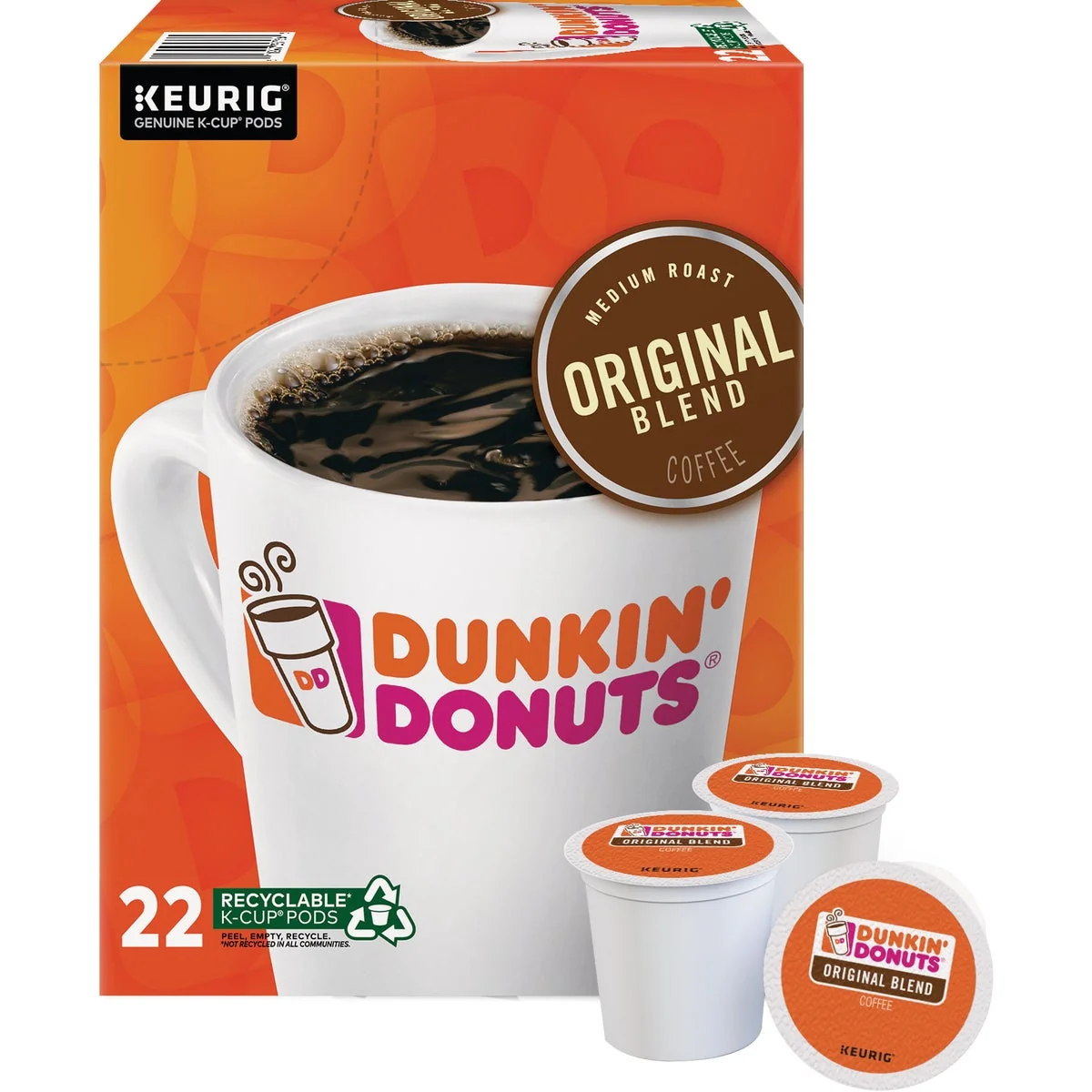Reusable Dunkin' Donuts Blend Coffee K-Cup 22-Pack Convenient