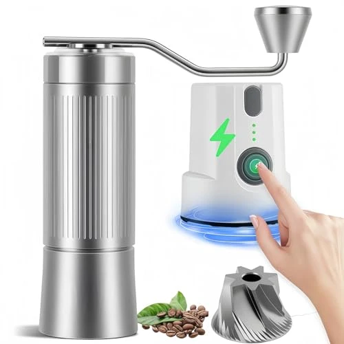 Powerful 2-in-1 Portable Electric Manual Coffee Grinder Silver Healthy