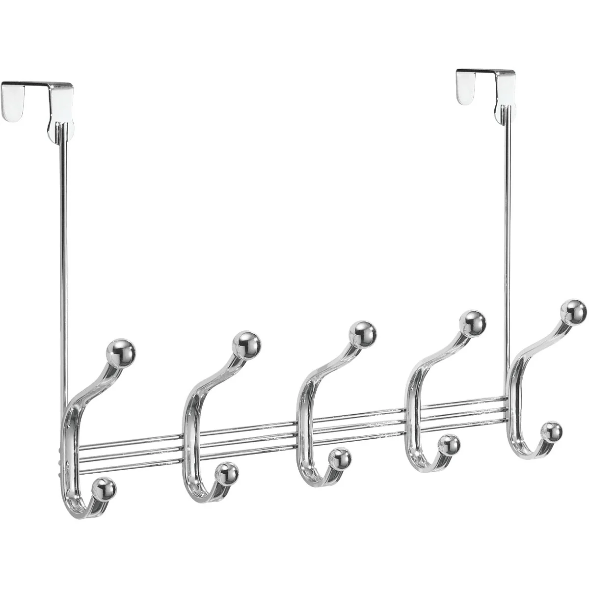 Convenient iDesign York Lyra Over-The-Door Chrome 5-Hook Rail Next-Generation