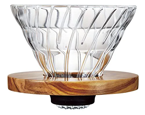 Consistent VDGR-02-OV V60 Heat Resistant Glass Permeable Coffee Dripper Olive Wood 02 Coffee Drip For 1 to 4 Cups Carefully Designed
