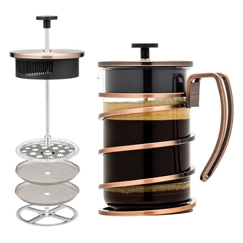 Trendy French Press Coffee Maker 27oz with 4 Filters System Optimized
