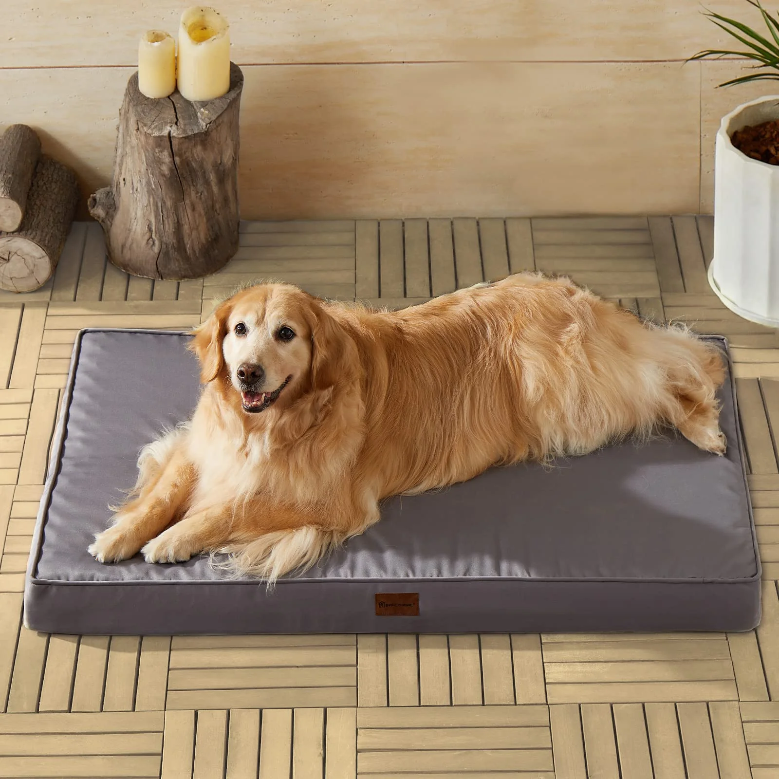 Effective BFPETHOME Outdoor Dog Bed for Large Dogs – Waterproof Orthopedic Egg-Crate Foam Removable Cover 54 x 36 in Grey Original