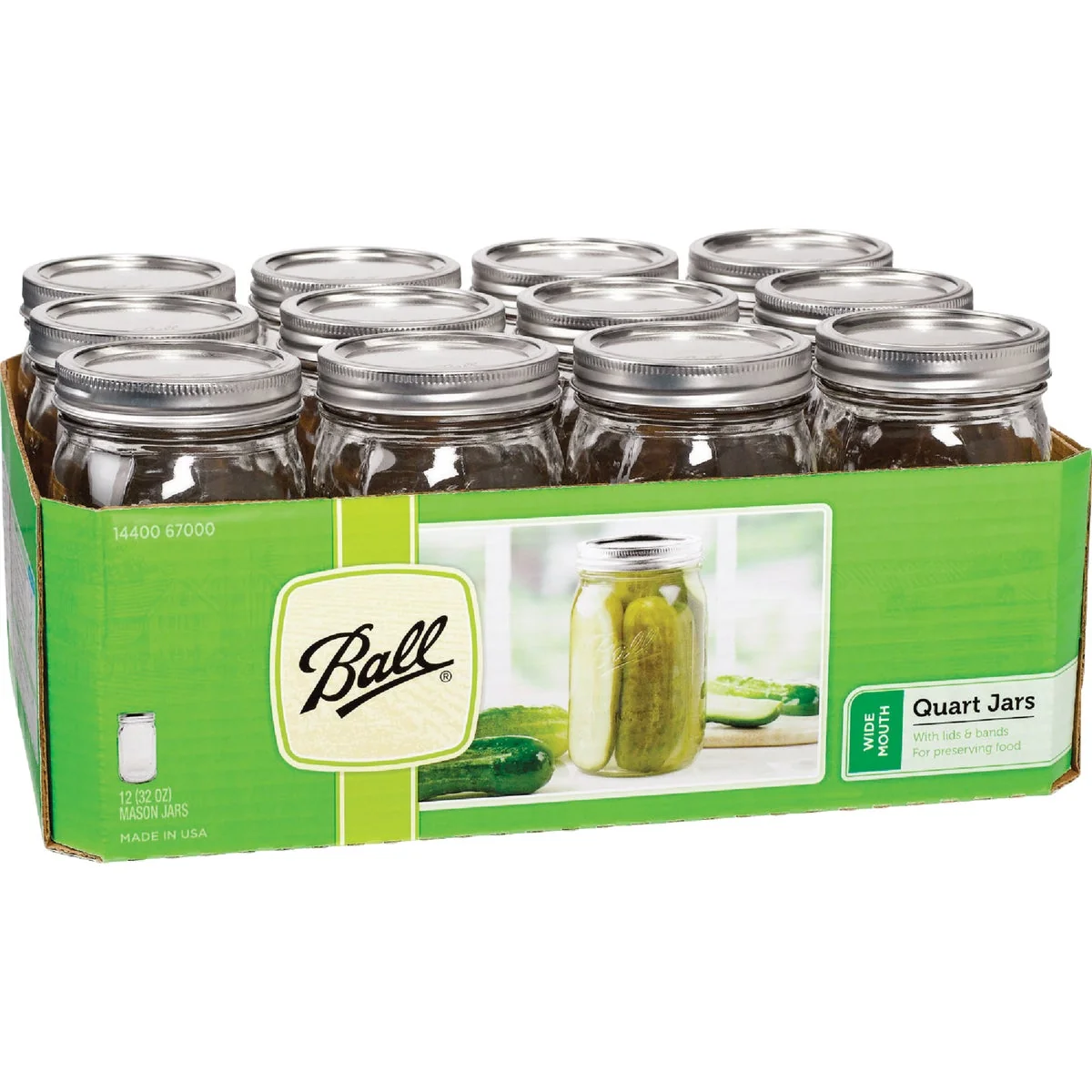 World-Class Ball 1 Quart Wide Mouth Mason Canning Jar 12-Count Modern