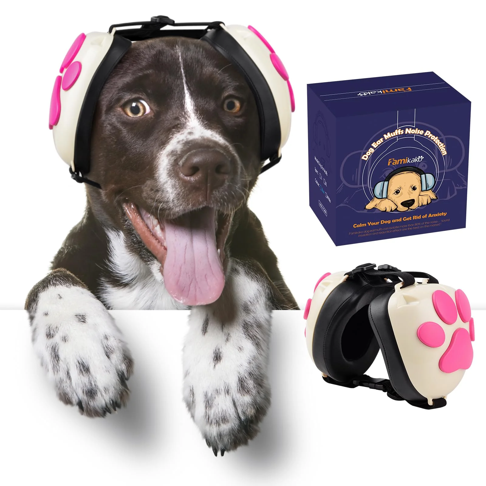 Fast Famikako Upgraded Dog Ear Muffs – 22dB NRR Noise Protection for Thunder Fireworks S White-Pink Dependable