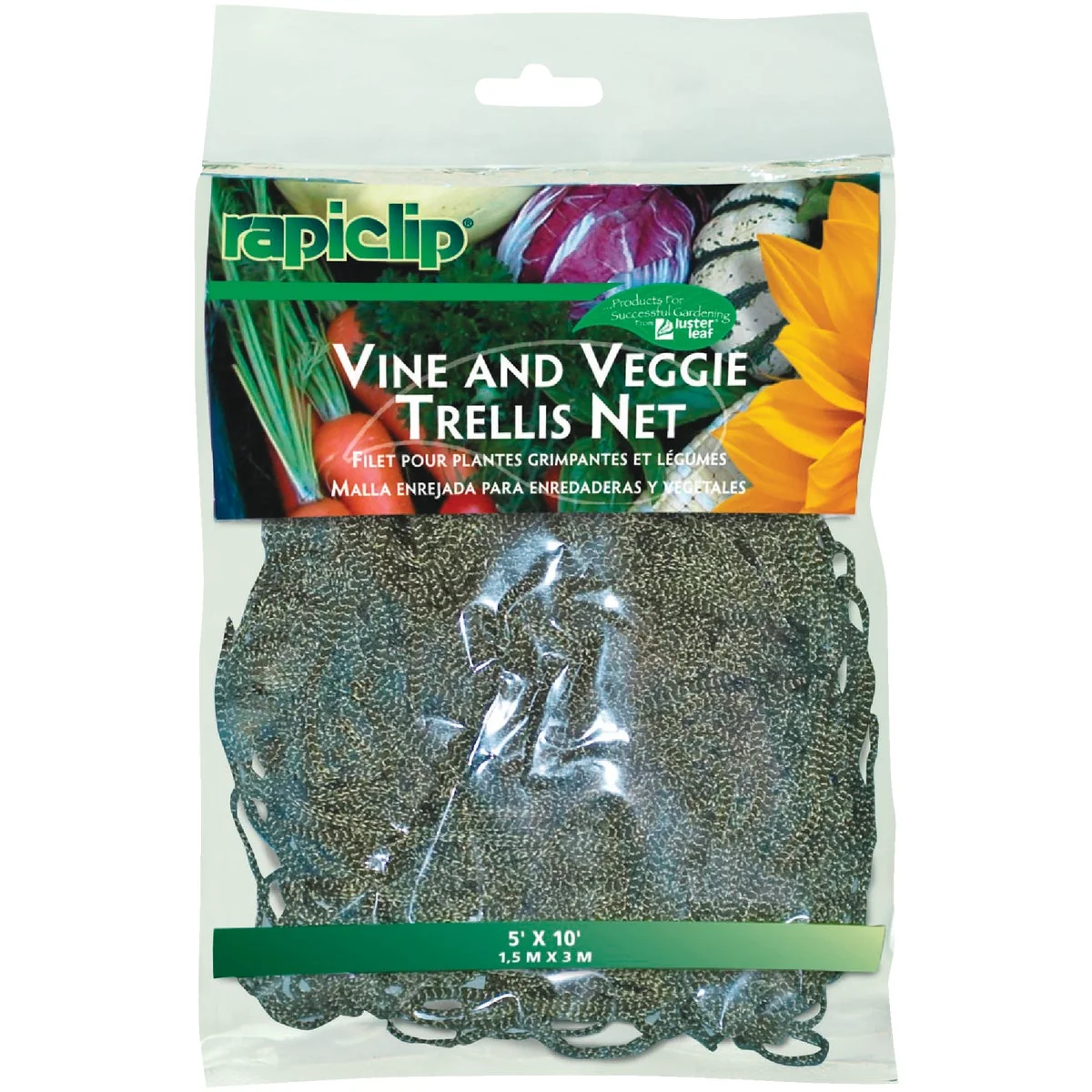 Solid Rapiclip 5 Ft. x 10 Ft. Vine Veggie Trellis Netting Detailed