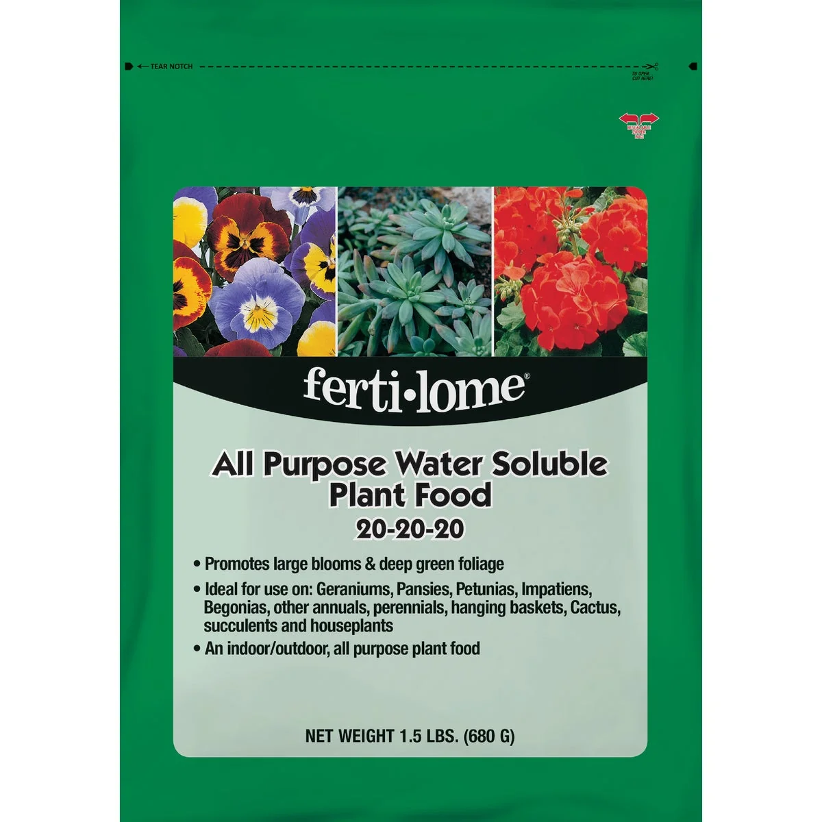 Dependable Ferti-lome 1.5 Lb. 20-20-20 All Purpose Dry Plant Food Green