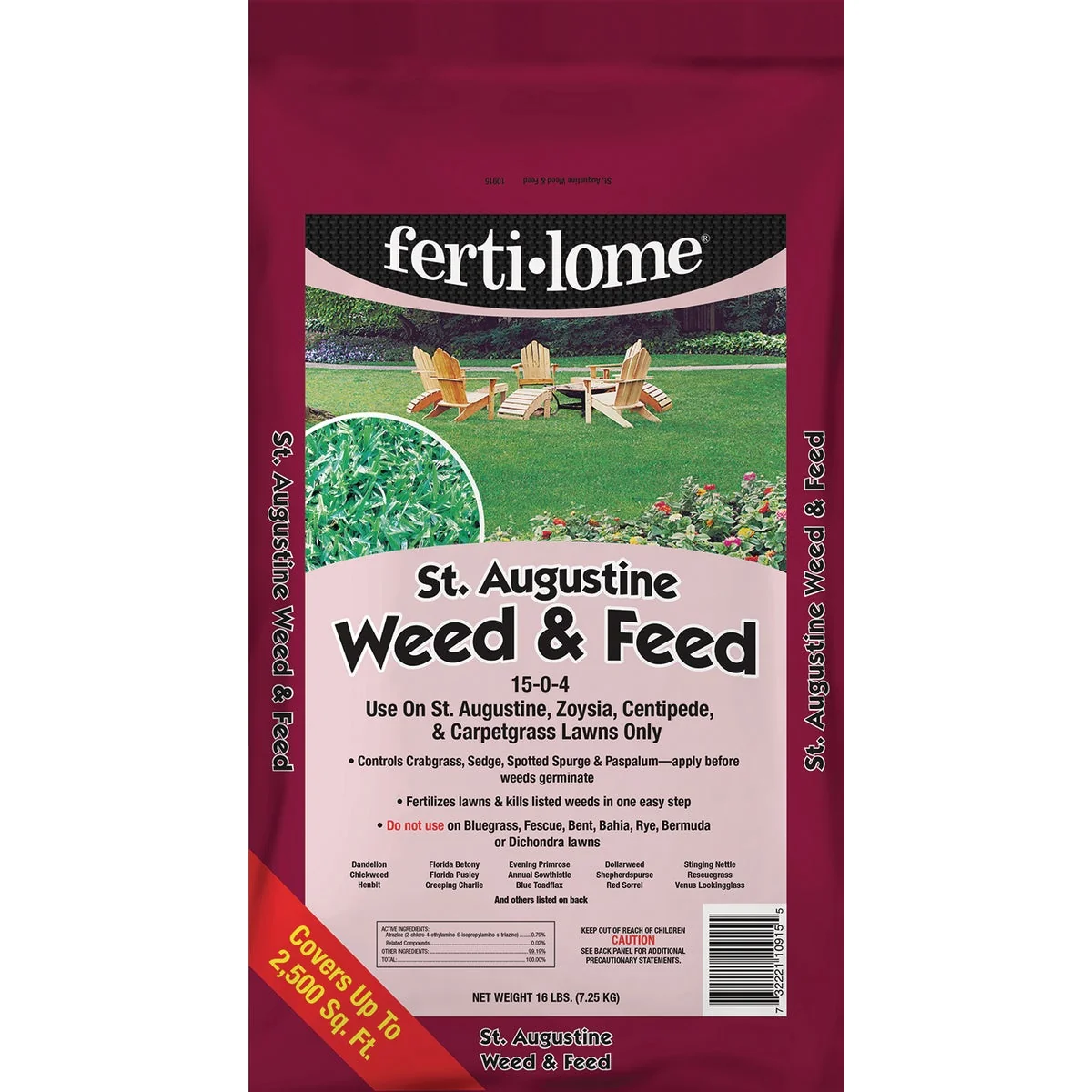 Artisan Ferti-lome St. Augustine Weed Feed 16 Lb. 2500 Sq. Ft. 15-0-4 Lawn Fertilizer with Weed Killer Effective