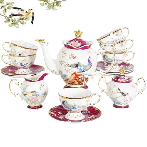 Dependable Bone China Tea Set for Adults with Teapot Original