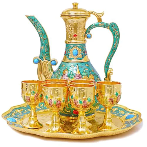 Fine Crafted Vintage Turkish Coffee and Tea Pot Set 8 Count Relaxed