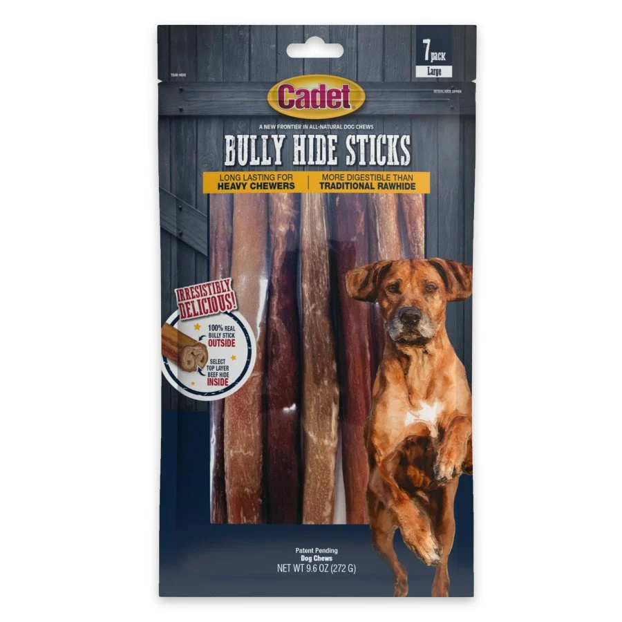 Green Cadet Bully Hide Sticks All Naturals Dog Chews Large 7 Count 9.6-oz Professional