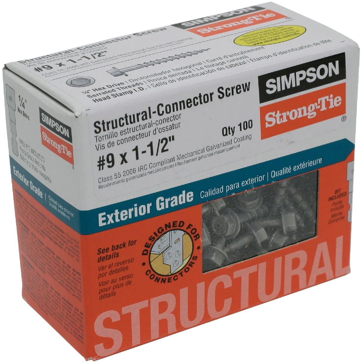 Specialty Simpson Strong-Tie 9 1-1 2 In. Hex Structure Screw 100 Ct. Elite