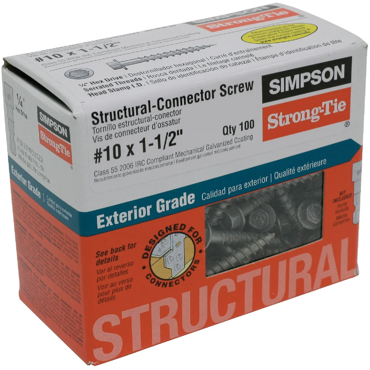 Prestigious Simpson Strong-Tie 10 1-1 2 In. Hex Structure Screw 100 Ct. Casual