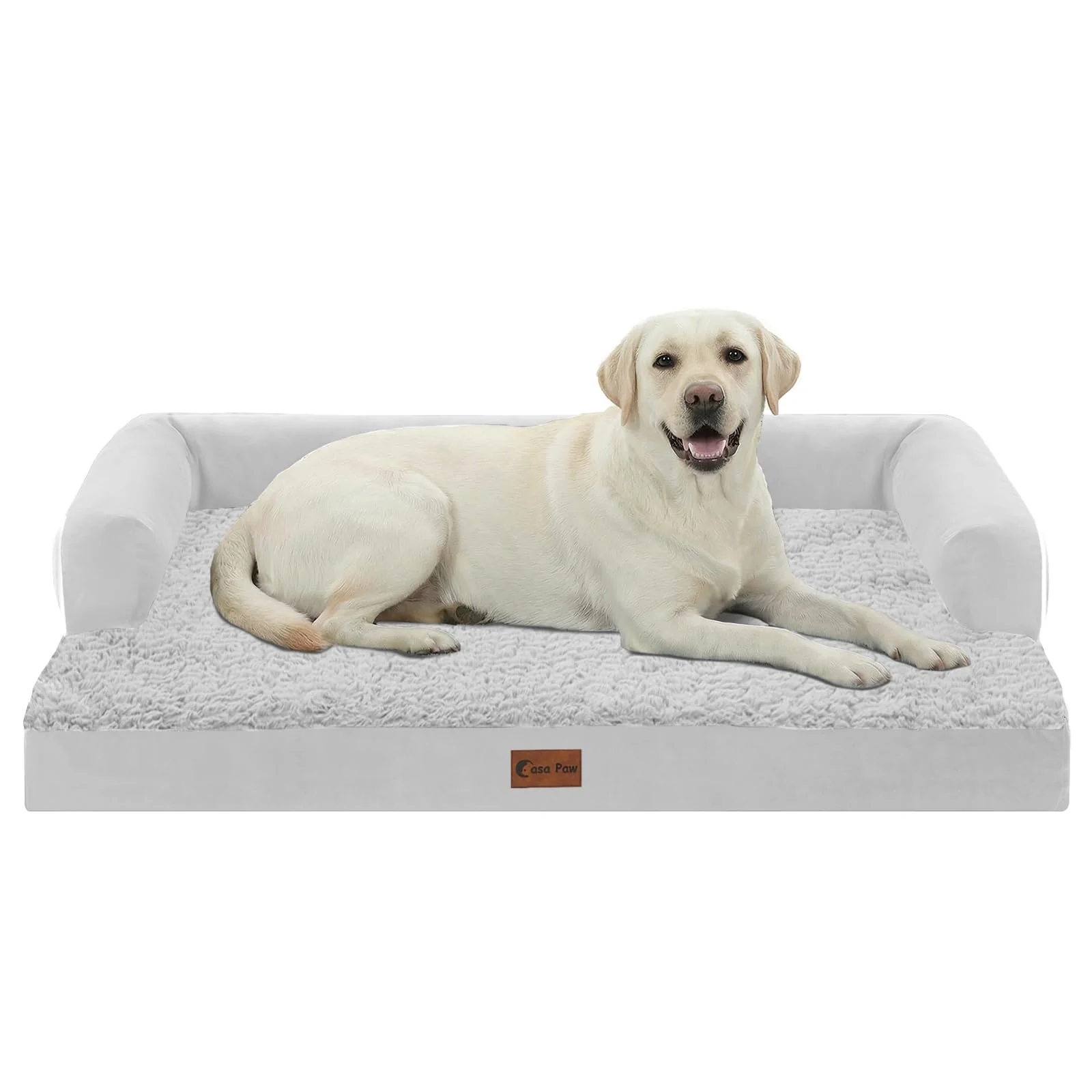 Refined Casa Paw Orthopedic XL Dog Bed – Waterproof Egg Crate Foam 45x35in Grey White Natural