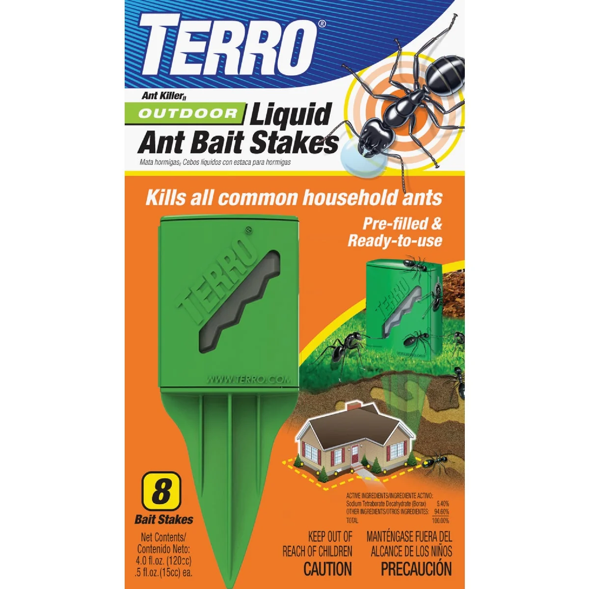 Organic Terro 4 Oz. Outdoor Liquid Ant Bait Stake 8-Pack Responsible