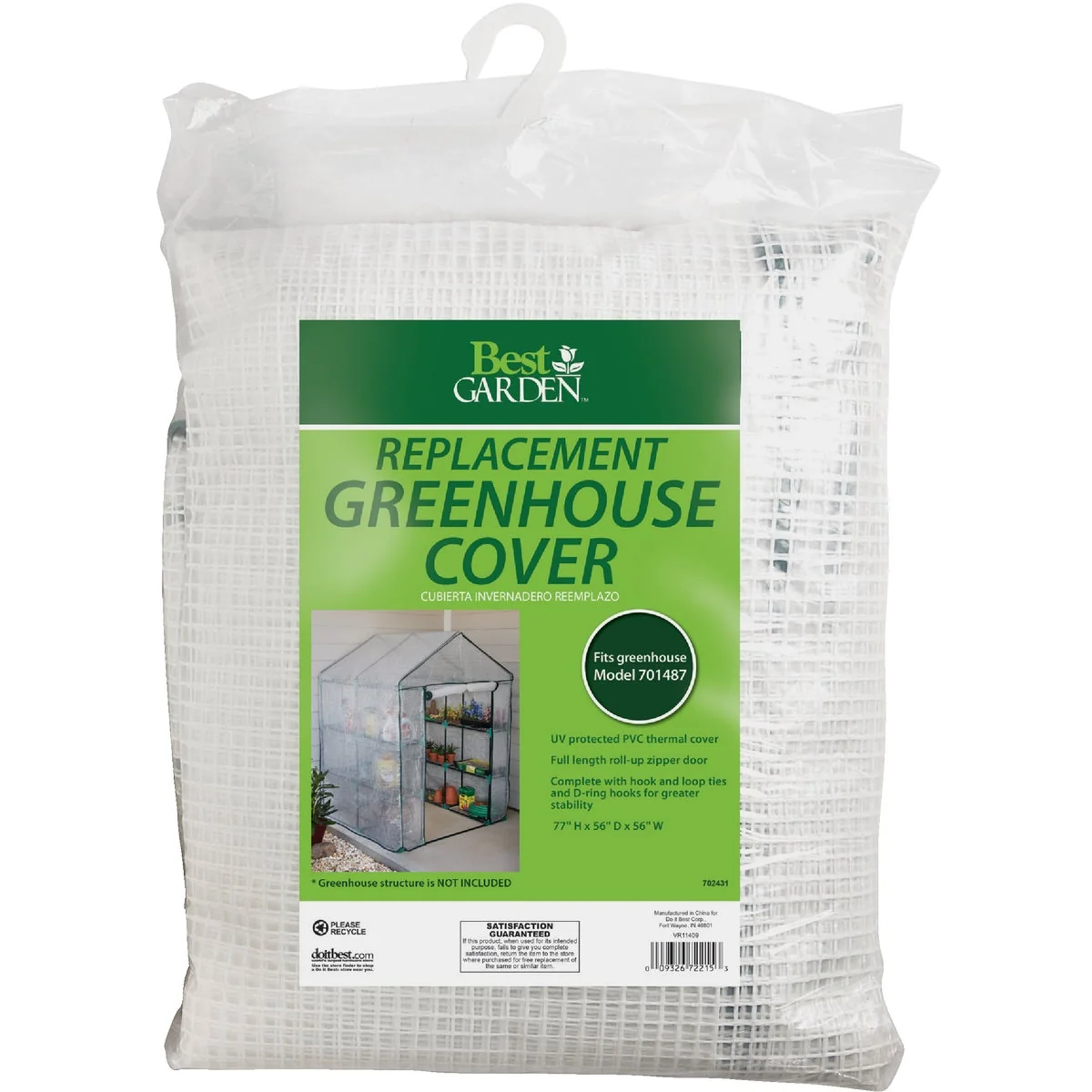 Crafted Garden 4 Ft. 8 In. W. x 6 Ft. 5 In. H. x 4 Ft. 8 In. D. Cover For Walk-In Greenhouse Proven