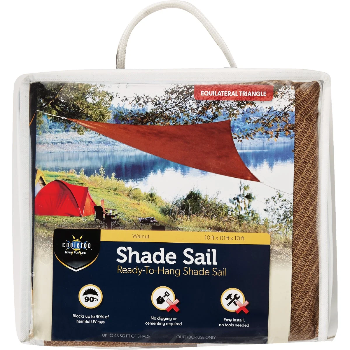 Easy-to-Use Coolaroo 10 Ft. Walnut High Density Polyethylene Shade Sail Canopy Official