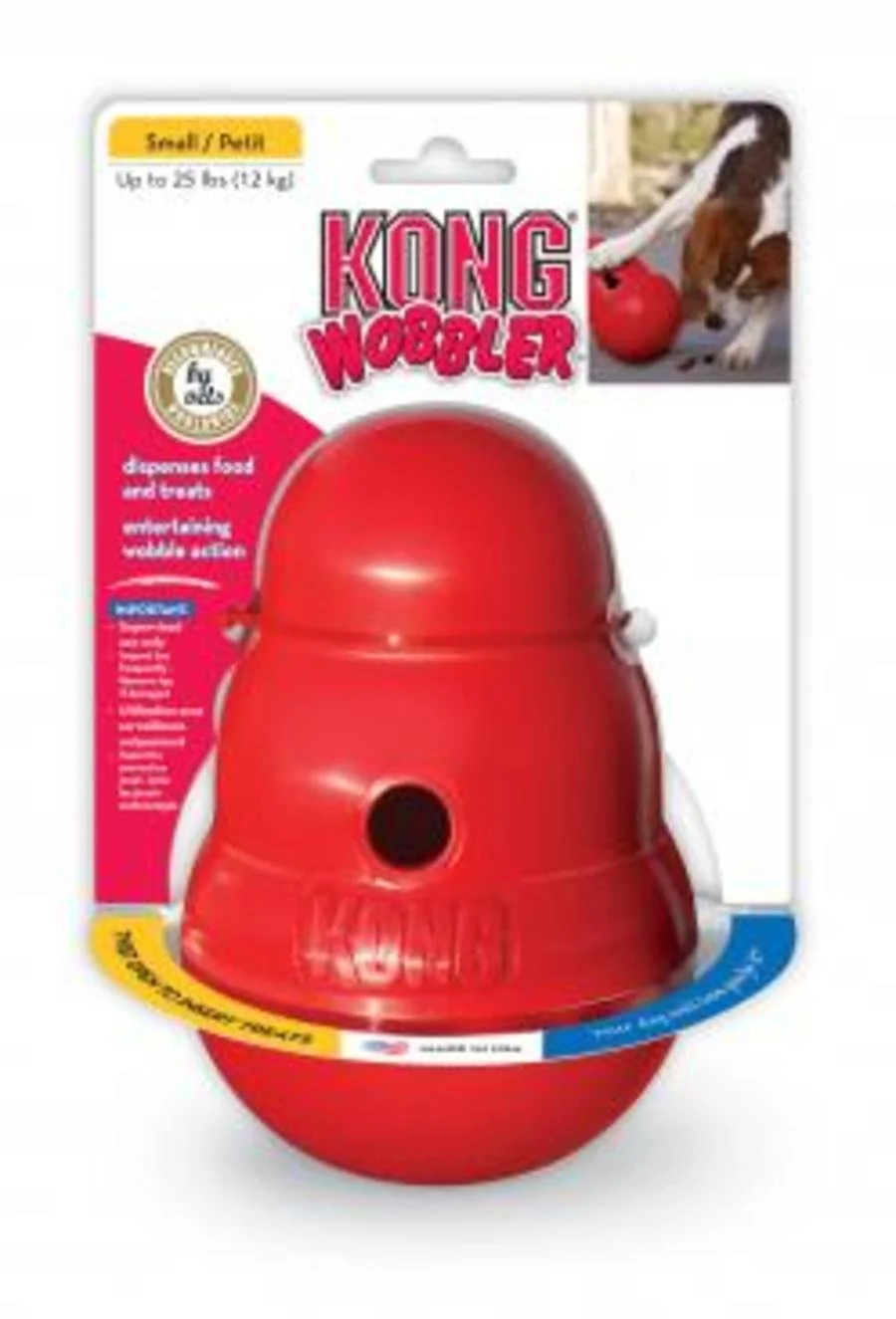 Refined KONG Wobbler Food and Treat Dispenser Dog Toy Red Small Responsible