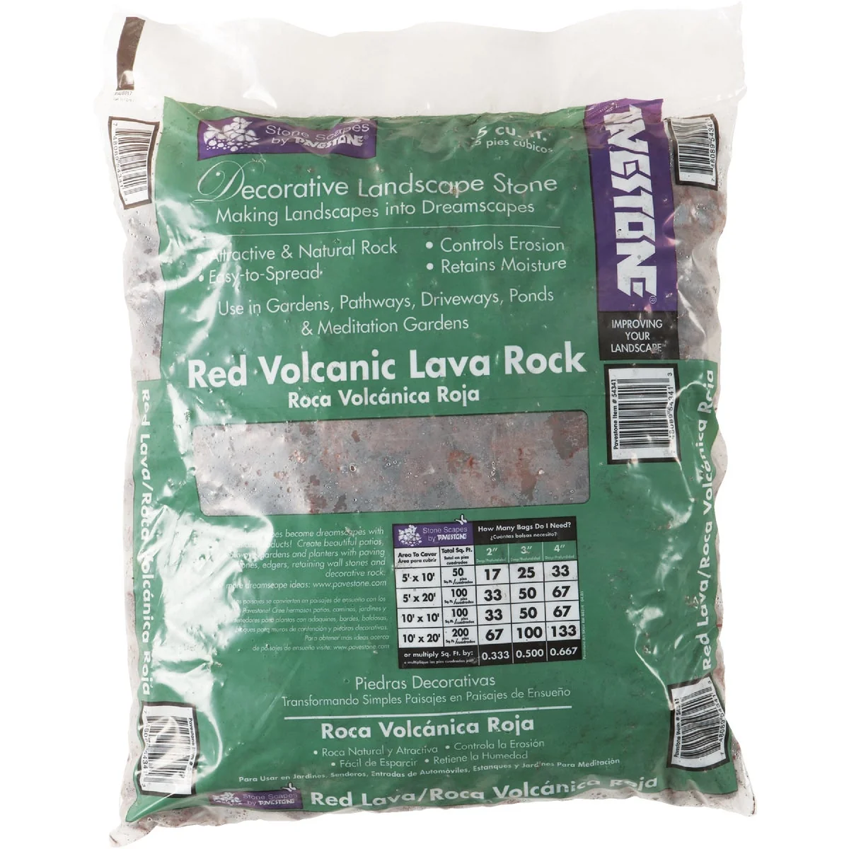 Genuine Pavestone 0.5 Cu. Ft. Red Volcanic Rock 19 Lb. High-End