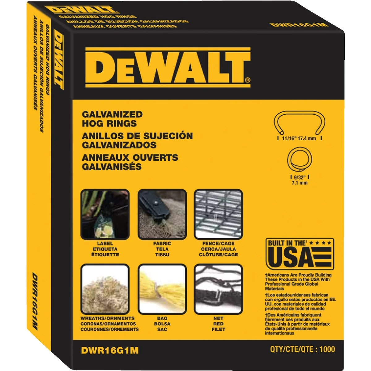Reusable DeWalt Galvanized Steel Hog Ring 1000-Pack Proven