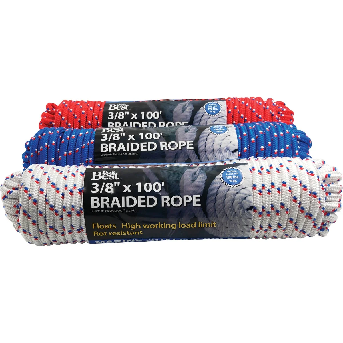 Smart Do it 3 8 In. x 100 Ft. Assorted Colors Diamond Braided Polypropylene Packaged Rope Safe
