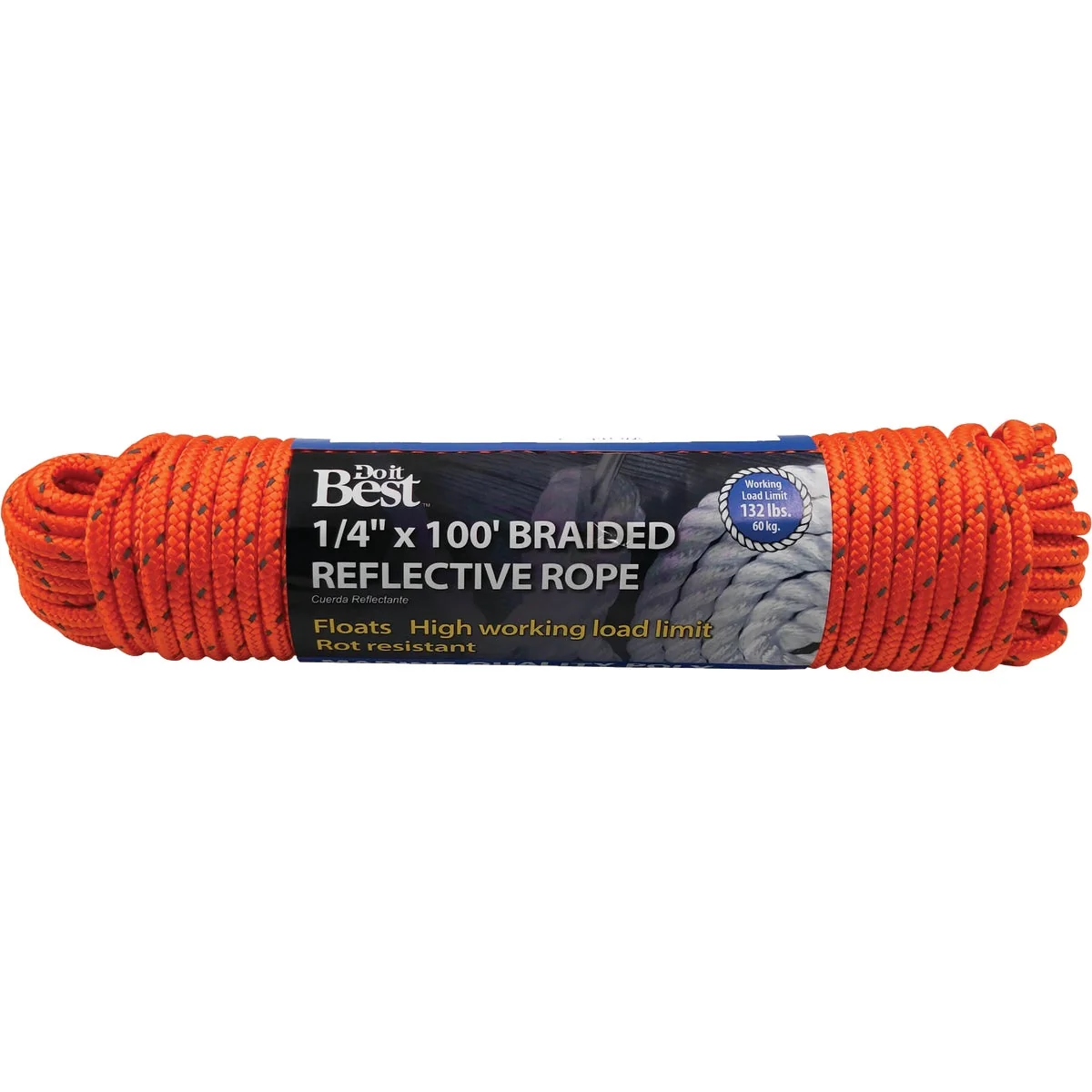First-Class Do it 1 4 In. x 100 Ft. Orange Braided Reflective Polypropylene Packaged Rope Proven
